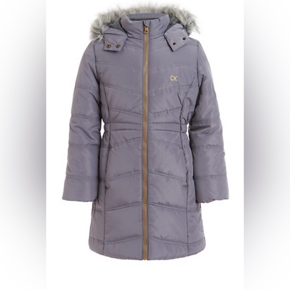 Girl's Aerial Fur-Trim Hooded Long Puffer Coat - Picture 4 of 9